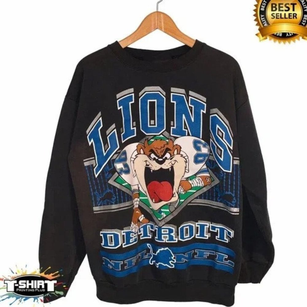 Vintage NFL Detroit Lions Looney Tunes Sweatshirt, Detroit Lions Shirt, Shirt